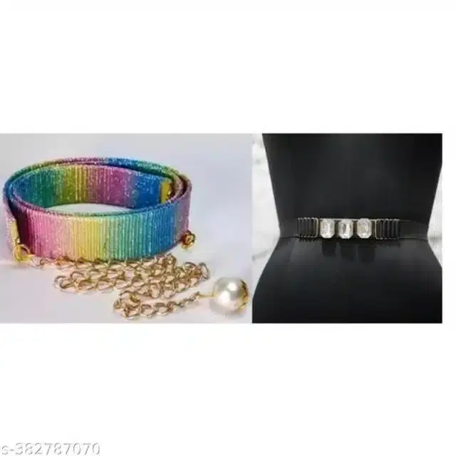 Fancy Belts for Women, Pack of 2 (Multicolor)