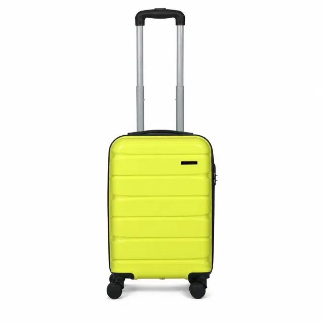 Teakwood Uno Small Hard Trolley Bag With 360° Spinner 8 Wheels, Lime Green