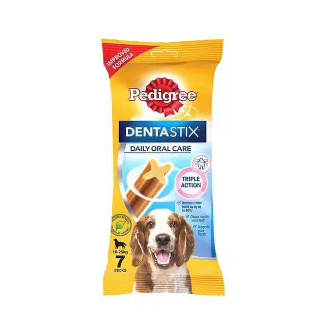 Pedigree Dentastix Dog Treat Oral Care For Adult Medium Breed (10-25 kg) (7 Sticks) 180g Weekly
