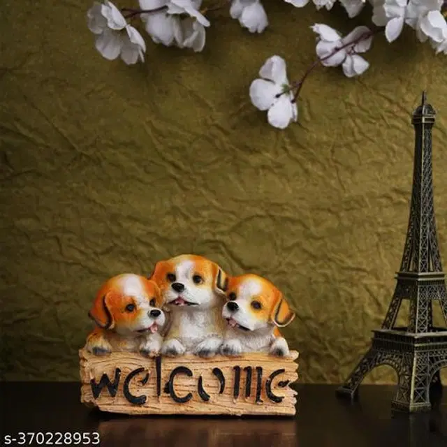 Resin Welcome Dog Showpiece, Yellow