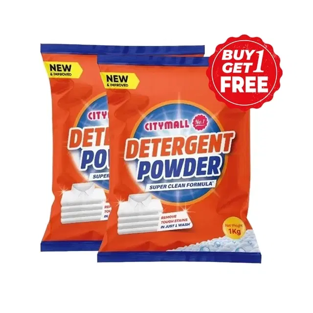 Citymall No.1 Detergent Powder 2X1 kg (Buy 1 Get 1 Free)