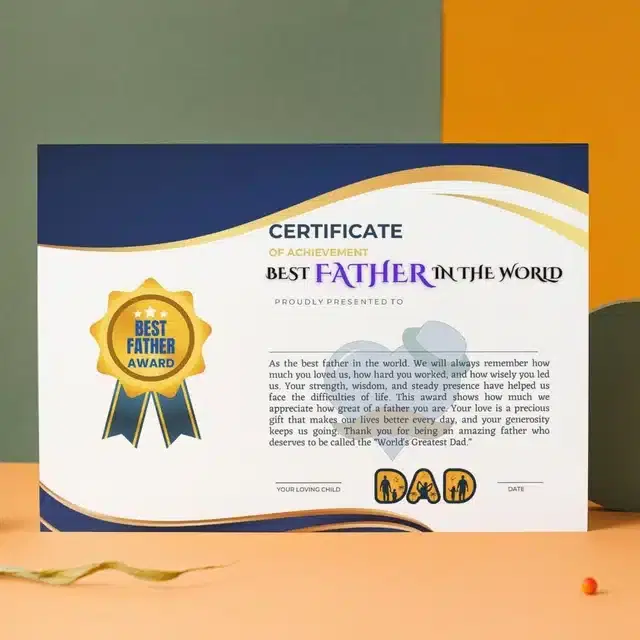 Best Father Certificate, Multicolor