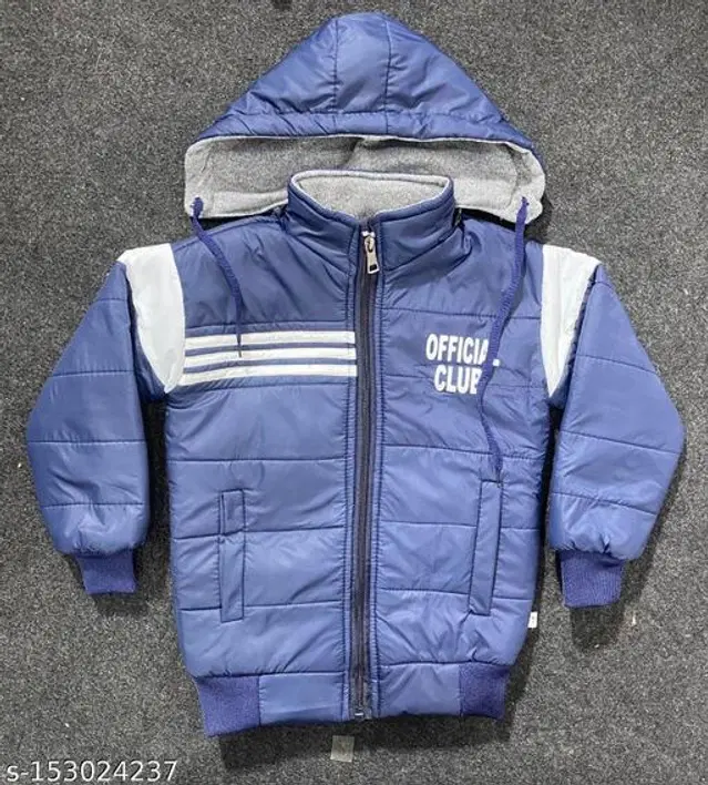 Polyester Jacket for Boys (Blue & White, 3-6 Months)