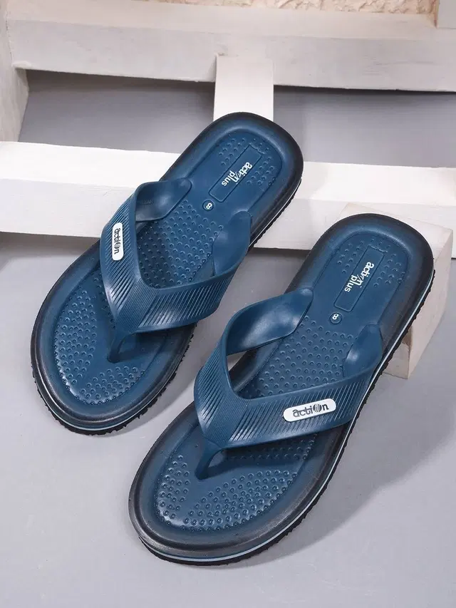action Casual Flip Flops for Men (Blue, 6)