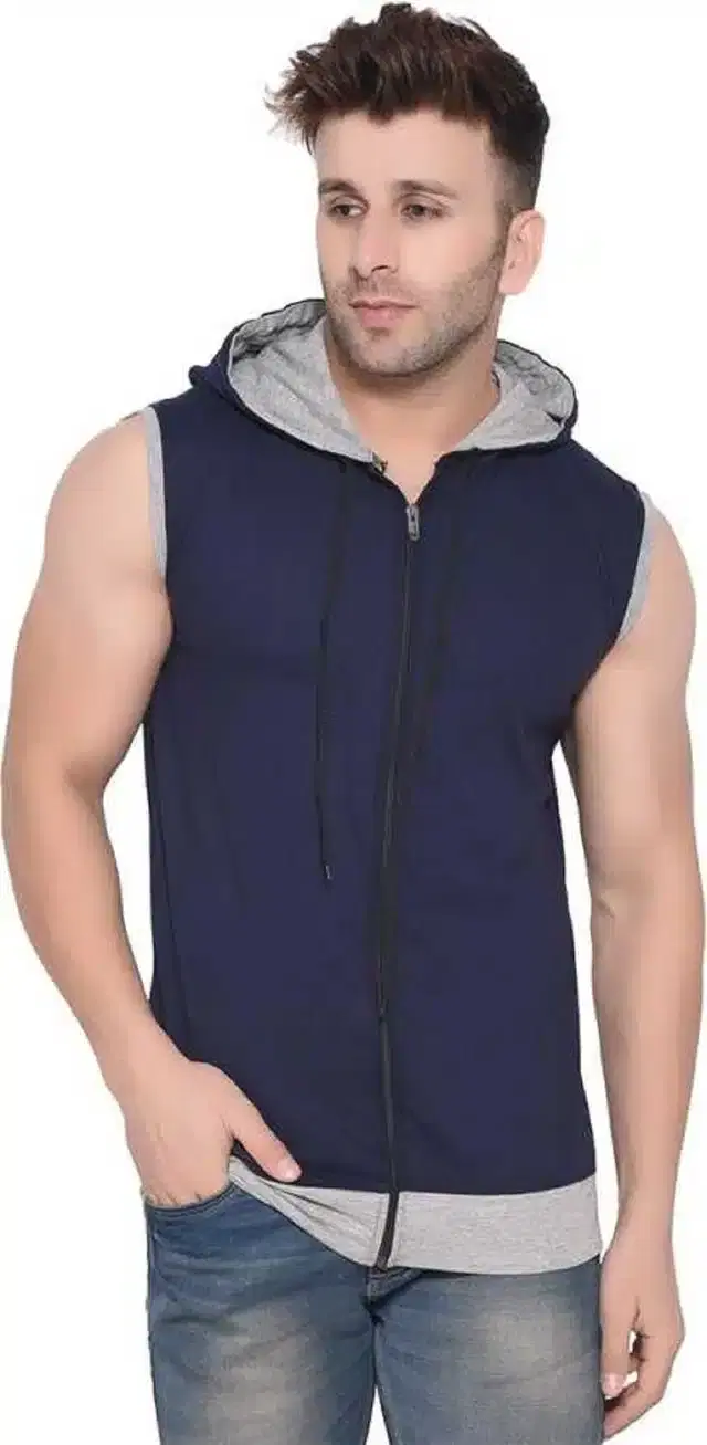 Sleeveless Sweatshirt for Men (Blue, M)