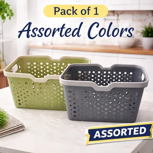 Multipurpose Basket For Storage|Rectangle Toy Basket Storage Box For Kids (Assorted Any 1 Colour)