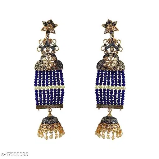 Princess Colorful Earrings for Women (Blue, Free Size)
