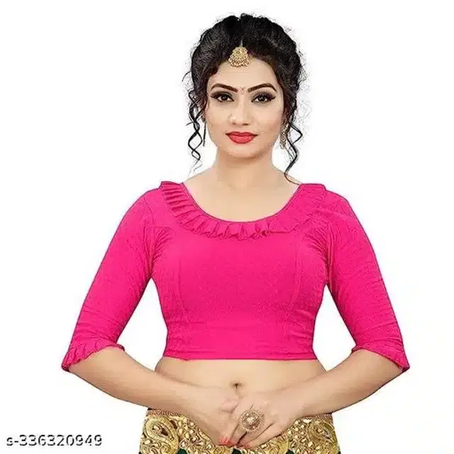 Three-Quarter Sleeves Blouse for Women (Dark Pink, 26)