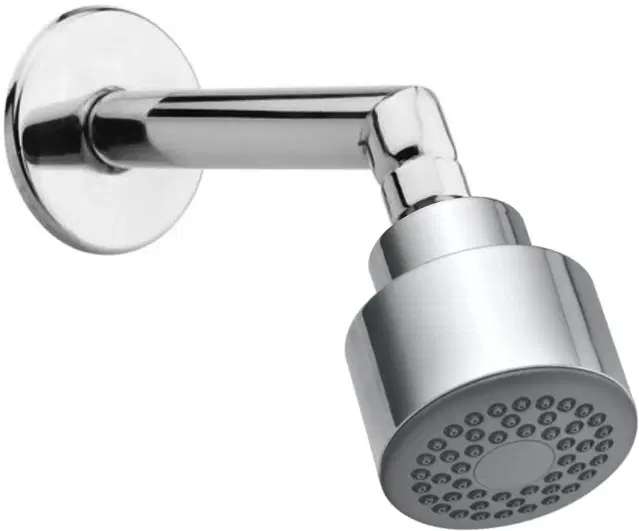 Stainless Steel Bend Shower Head, 3x3 inches with 7 inches Arm & Wall Flange, Silver, Set of 1