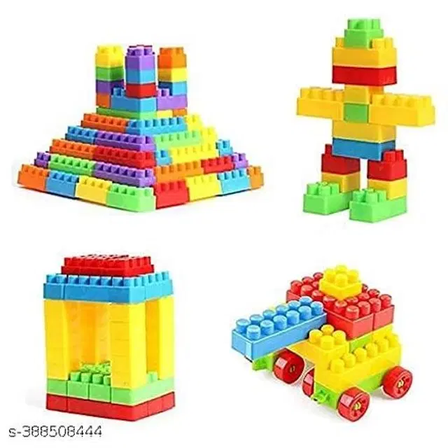 Plastic 60 Pcs Block Toys Set for Kids, Muticolor, Set of 1