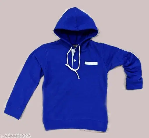 Cotton Blend Printed Hoodie for Girls (Royal Blue, 3-4 Years)