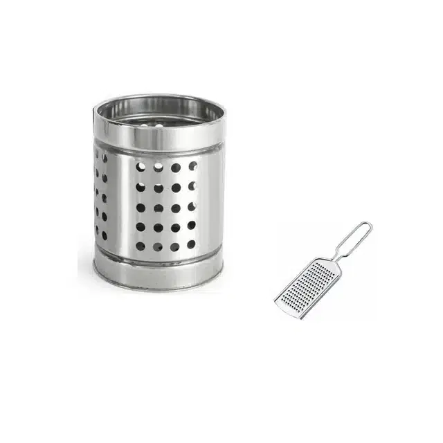 Stainless Steel Cheese Grater & Spoon Holder, Combo of 2