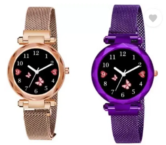 Analog Watch for Women & Girls, Pack of 2 (Multicolor)