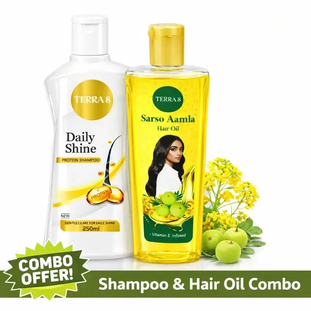 Terra 8 Sarso Amla Hair Oil 250ml + Terra 8 Daily Shine Protein Shampoo 250 ml