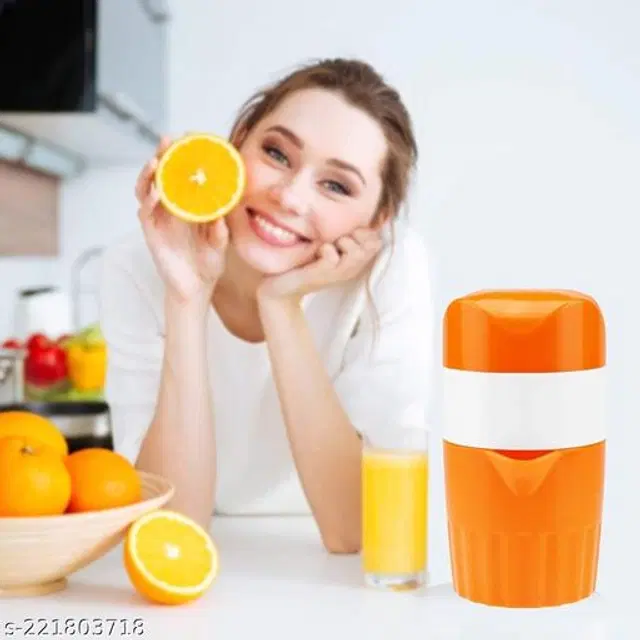 Hand Press Orange Citrus Juicer, Orange & White