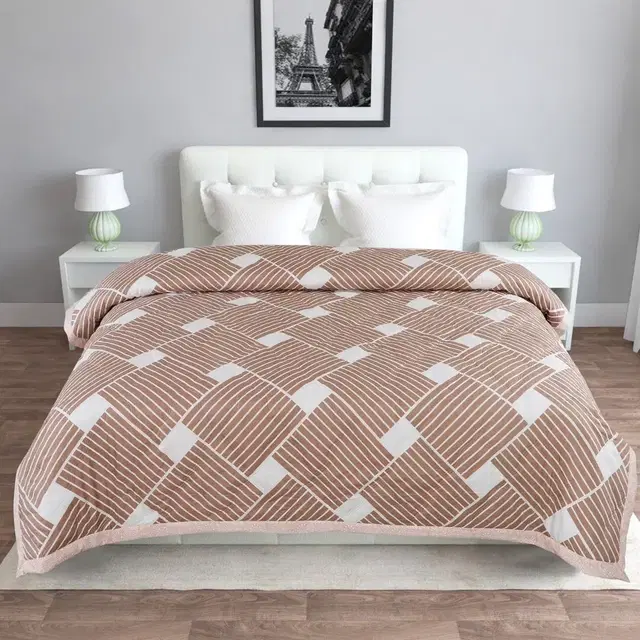 Arch Fab AC Reversible Double Comforter Abstract Brown 220x230cms