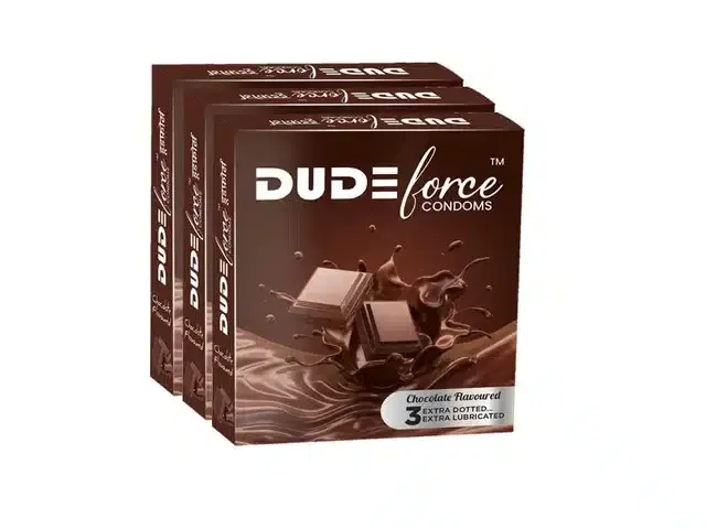 Dude Force 3 Pcs Chocolate Flavoured Condoms for Men, Set of 3