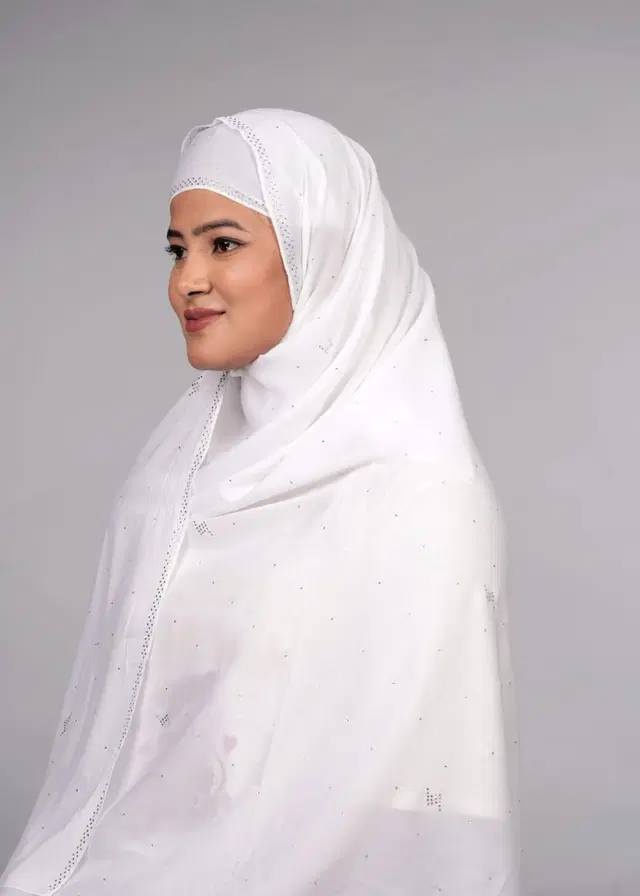 Chiffon HIjab for Women (White, Free Size)