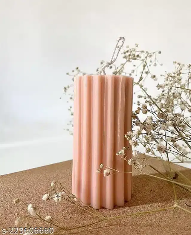Round Pillar Shaped Candle, Peach