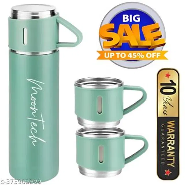 Stainless Steel Vacuum Flask with 2 Cups, Multicolor, 500 ml