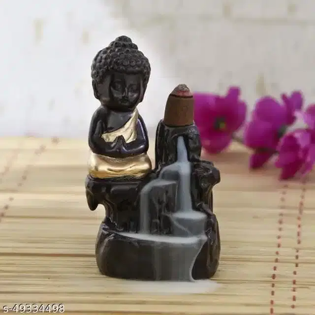 Resin Gautam Buddha Idol, Black & Gold