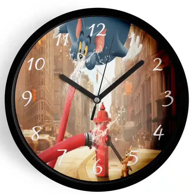 Analog Tom & Jerry Wall Clock for Home, Black, 7 Inches