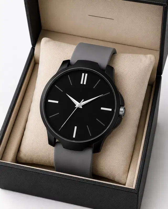 Analog watch for men, Grey & Black