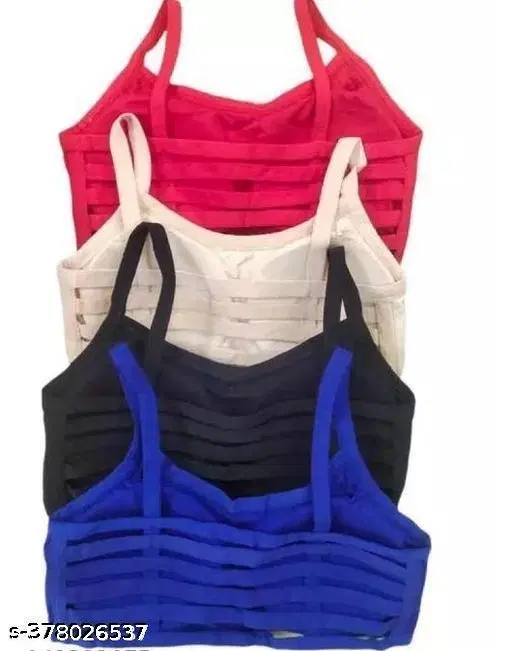 Cotton Silk Solid Bras for Women, Assorted, Pack of 4 (Free Size)