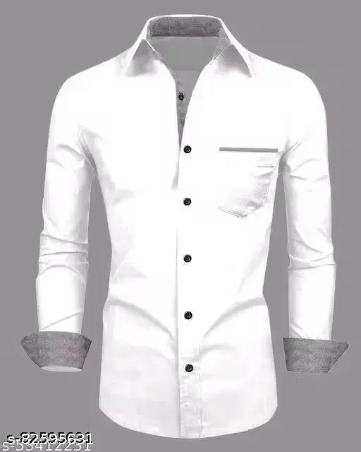 Formal Wear Cotton Blend Shirt for Men, White (L)