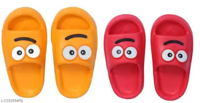Flipflops for Boys, Pack of 2 (Orange & Red, 6-6.5 Years)