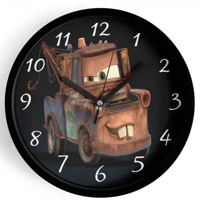 Analog Cars Wall Clock for Home, Black, 7 Inches