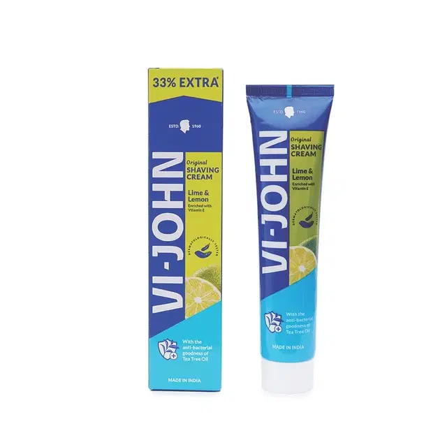 Vi-John Original Dermatologically Tested Lime & Lemon Shaving Cream With Vitamin E & Tea Tree Oil-124 g