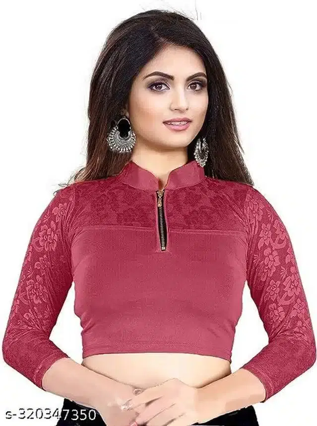 Three-Quarter Sleeves Blouse for Women (Dark Pink, 26)