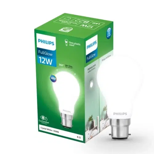 Philips 12-Watt Glass Led Bulb | Full Glow Energy Saver 1200 Lumen Frosted Diffused Led Bulb | Base -b22 | Crystal White,Pack Of 1