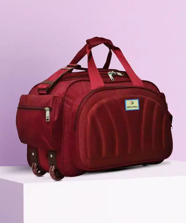 Polyester Traveling Luggage Bag with Wheels, Red,60 L