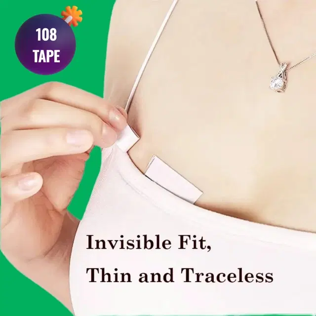 Acrylic Film Clothing 108 Double Sided Tape Strips, Transparent, Set of 1