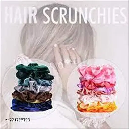 Pure Silk Scrunchies for Women, Pack of 12 (Multicolor)