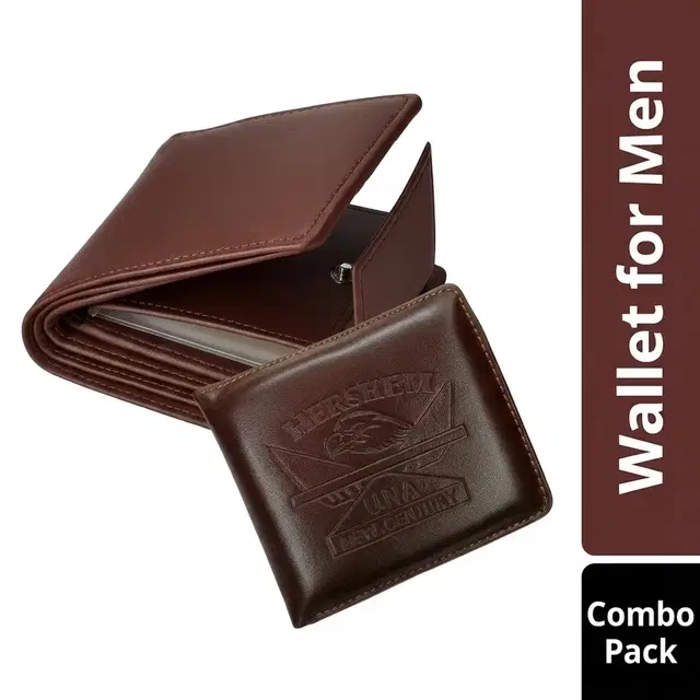 Wallet for Men, Combo Pack of 2, Solid Brown & Brown