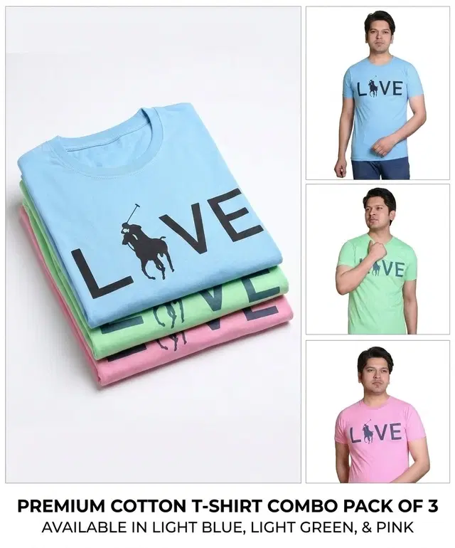 Cotton Blend Printed T-shirt for men, Multicolour (M)