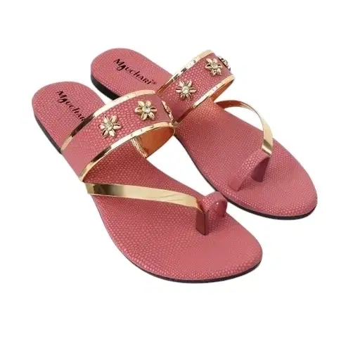 Zakozee Flats for Women, Peach & Gold (4)