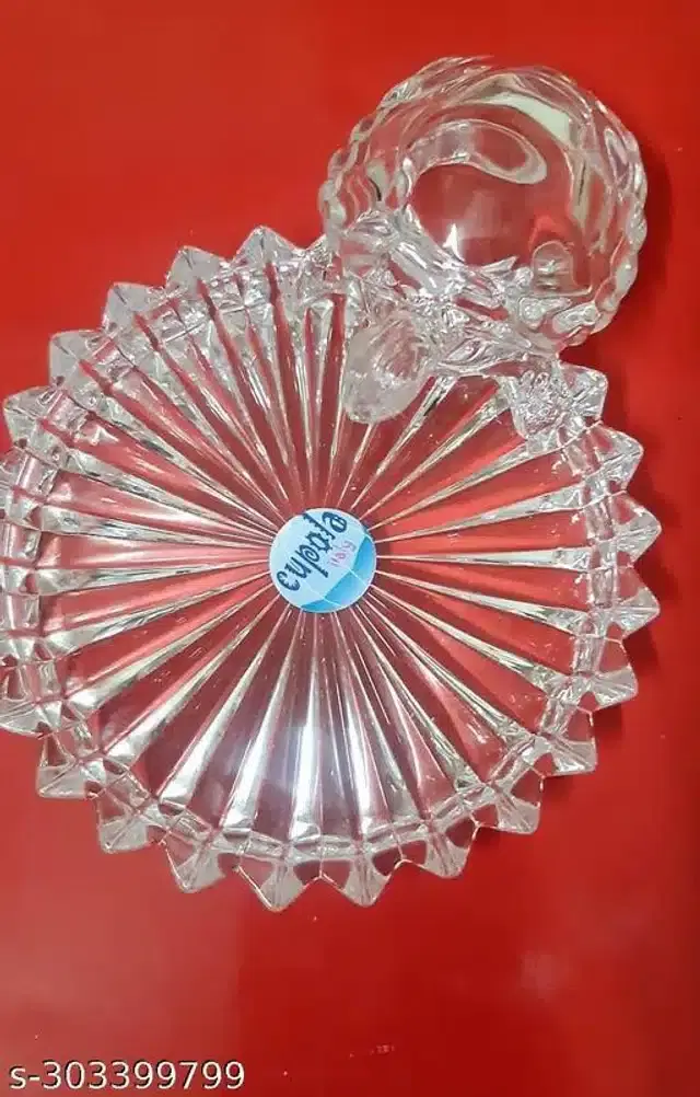 Vastu And Feng Shui Crystal Turtle Tortoise with Plate, Transparent, Set of 1