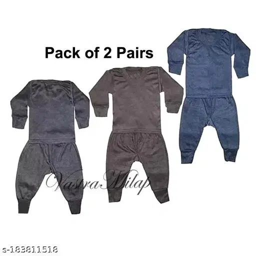 Woolen Thermal Set for Kids, Set of 2 (Multicolor, 0-3 Months)