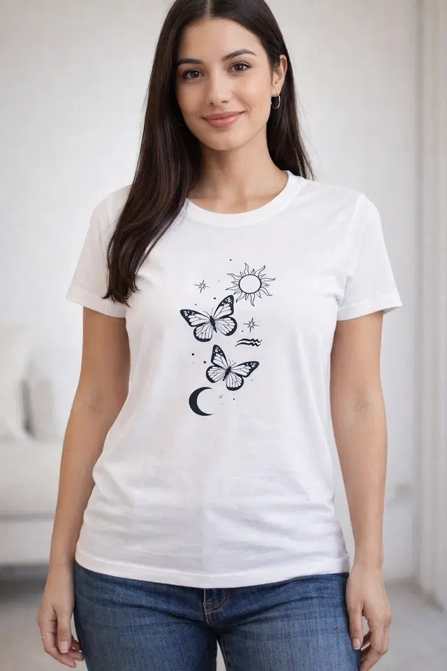 Cotton Blend Printed T-shirt for Men, White (S)