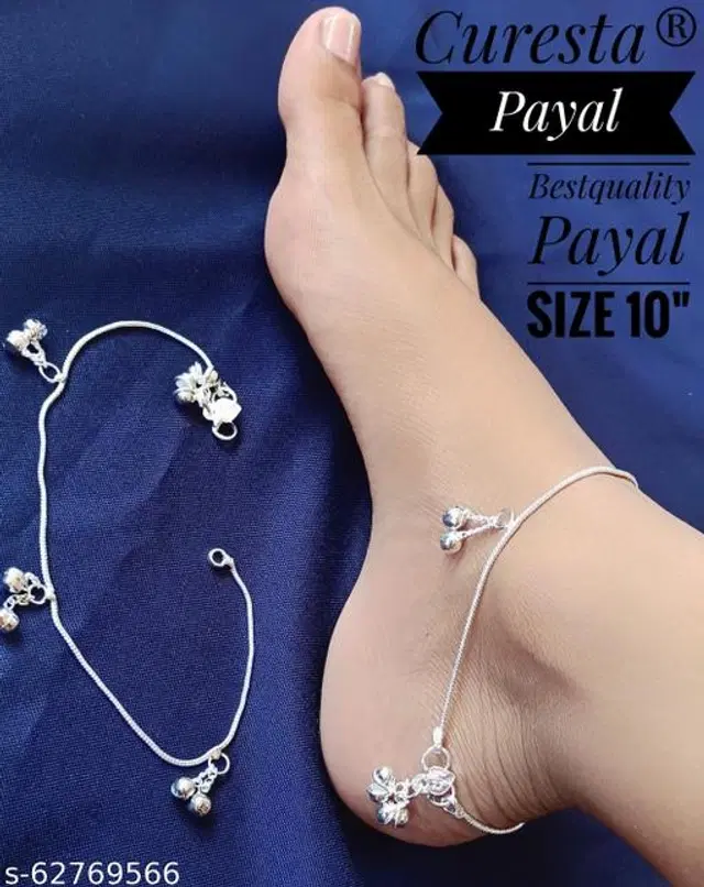 German Silver Anklet for Women, Set of 1 (Silver)