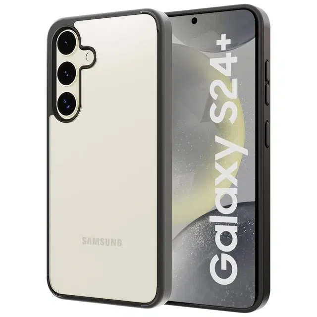 Polycarbonate Transparent Hybrid Hard Bumper Mobile Back Cover for Samsung S24 Plus, Black
