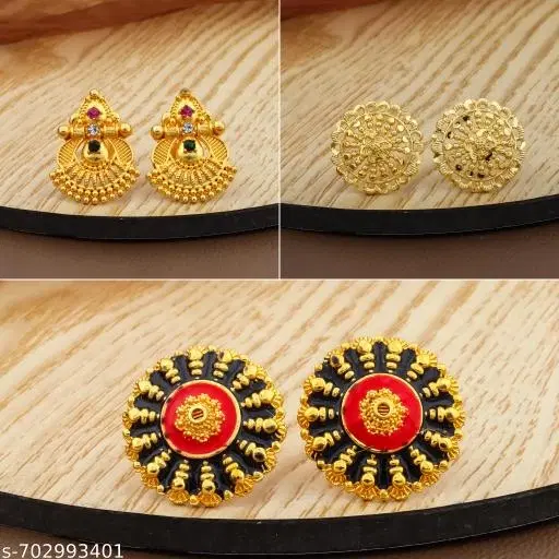 Premium Quality Gold Finish Stud Earrings Combo