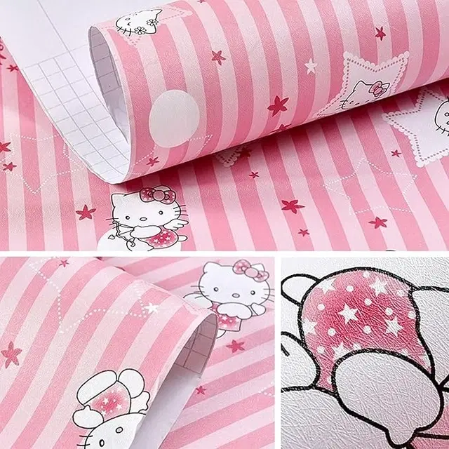 PVC Venyl Wall Sticker Wallpaper, Pink (40x500 cm)