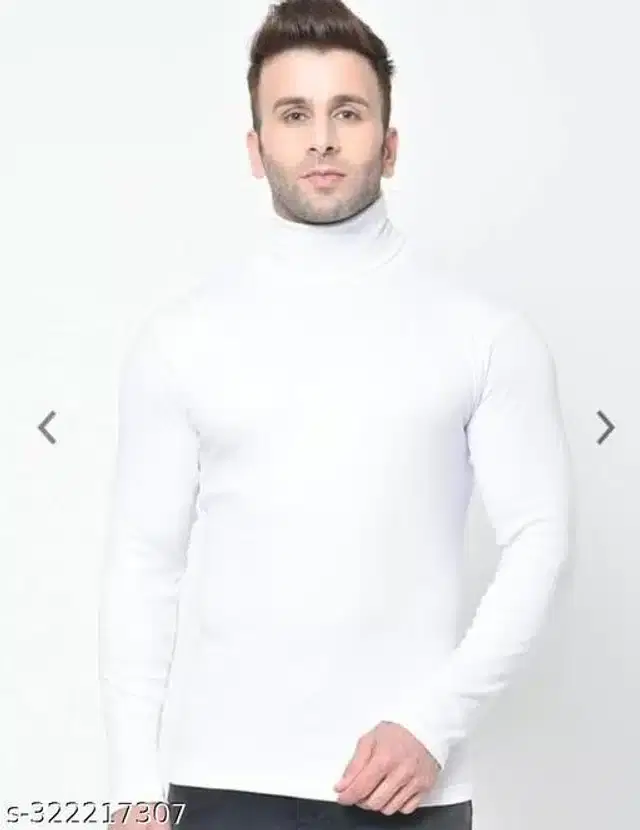 Woolen Full Sleeves High Neck Sweater for Men (White, L)