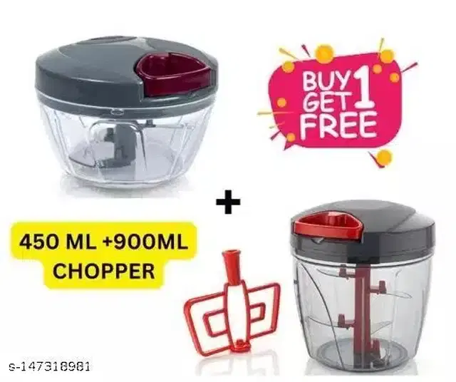 Plastic Manual Vegetables Choppers, Multicolor, Set of 2