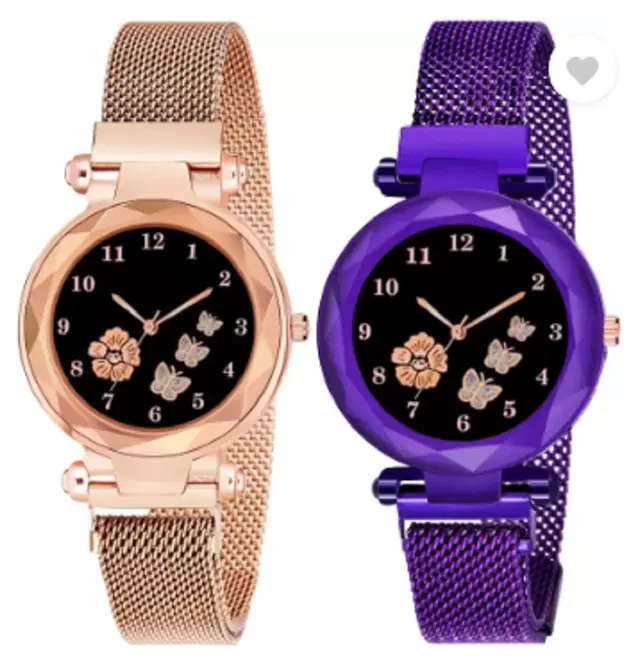 Analog Watch for Women & Girls, Pack of 2 (Multicolor)